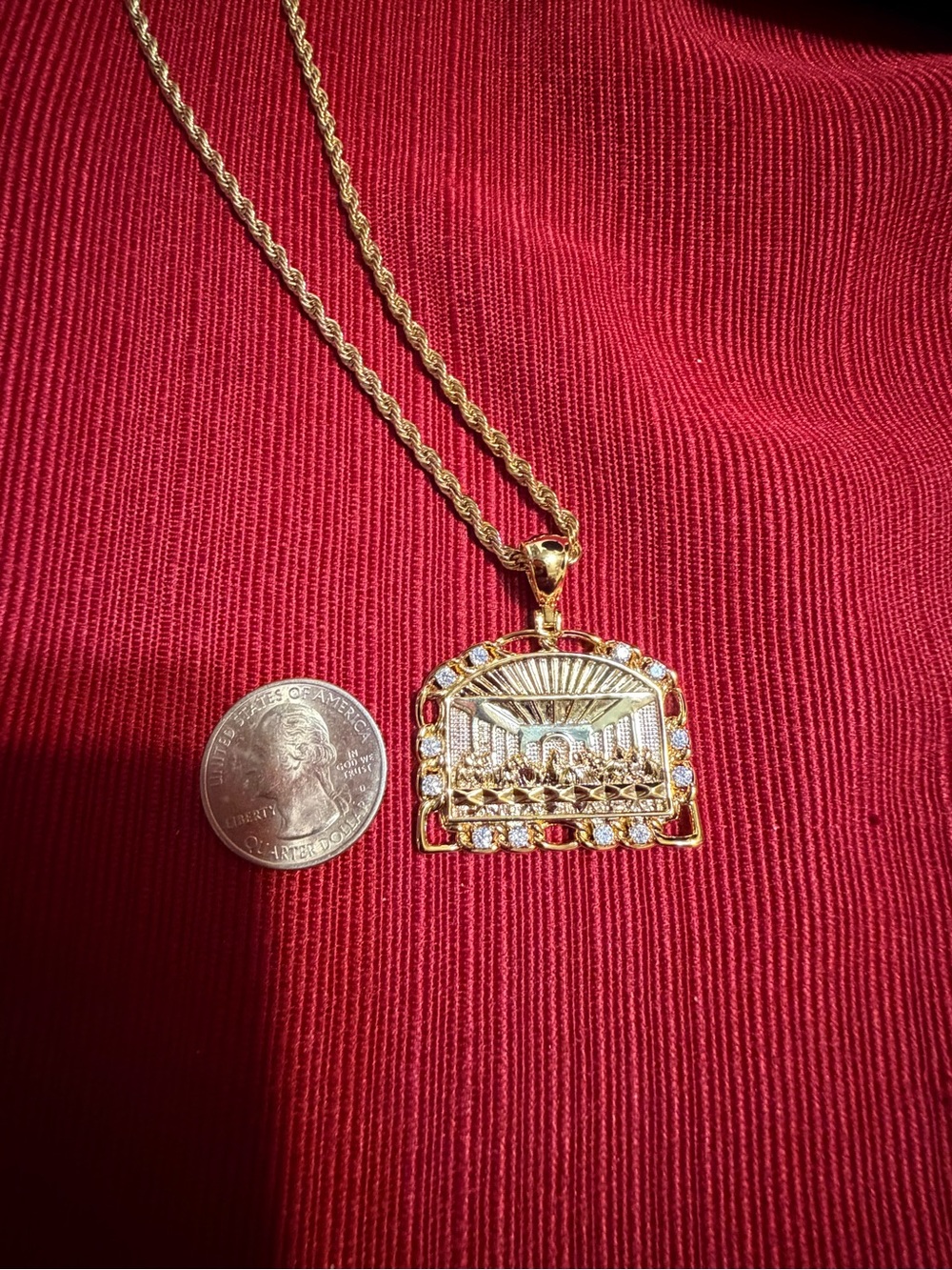 Last Supper Pendant – 14K Gold Plated | Moissanite - Picture 3 of 3